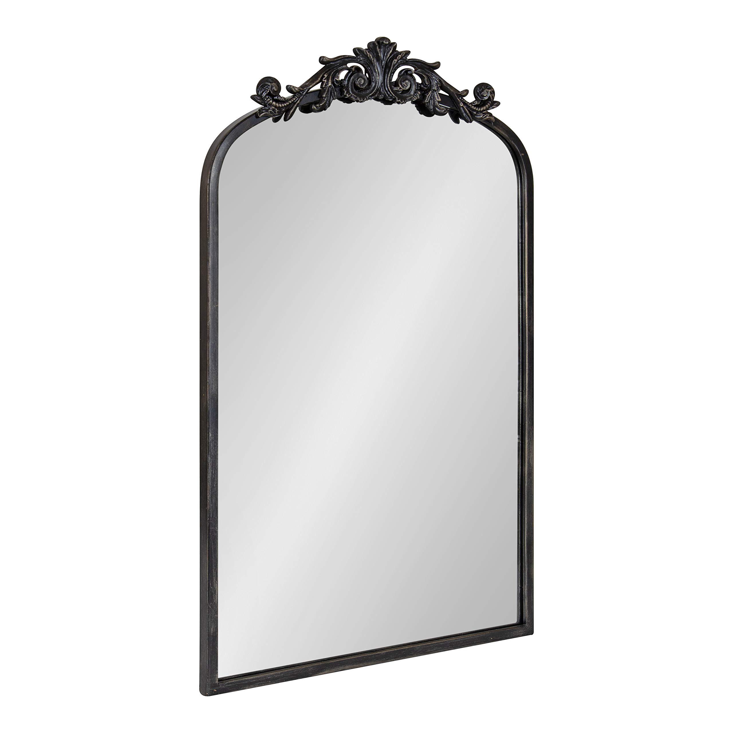 Kate and Laurel Arendahl Traditional Arch Mirror, 19 x 30.75, Antique Black, Baroque Inspired Wall Decor Image