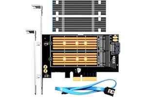 GLOTRENDS Dual M.2 PCIe Adapter for PCIe and SATA SSDs, Support OS Booting, Including 2 Heatsinks, Thermal Pad and Screws (PA