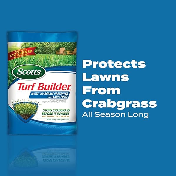 SCOTTS TURF BUILDER HALTS CRABGRASS PREVENTER WITH LAWN FOOD – PRE-EMERGENT WEED KILLER, FERTILIZER, 5,000 SQ. FT., 13.35 LB.