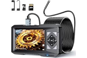 AUKONVEE 4.3" Endoscope with Light,1080P HD Photo Video Inspection Camera, IP67 Waterproof Borescope with 16.4FT Semi-Rigid Cable,Snake Sewer Camera with 6 LED Lights,32GB SD Card