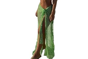 LDDCX Green Swimwear Cover Up Crochet Sarong,Sexy Fashion Beach Hand Crochet Shawl Capelet Fishnet Net Skirt.(SJJ42)