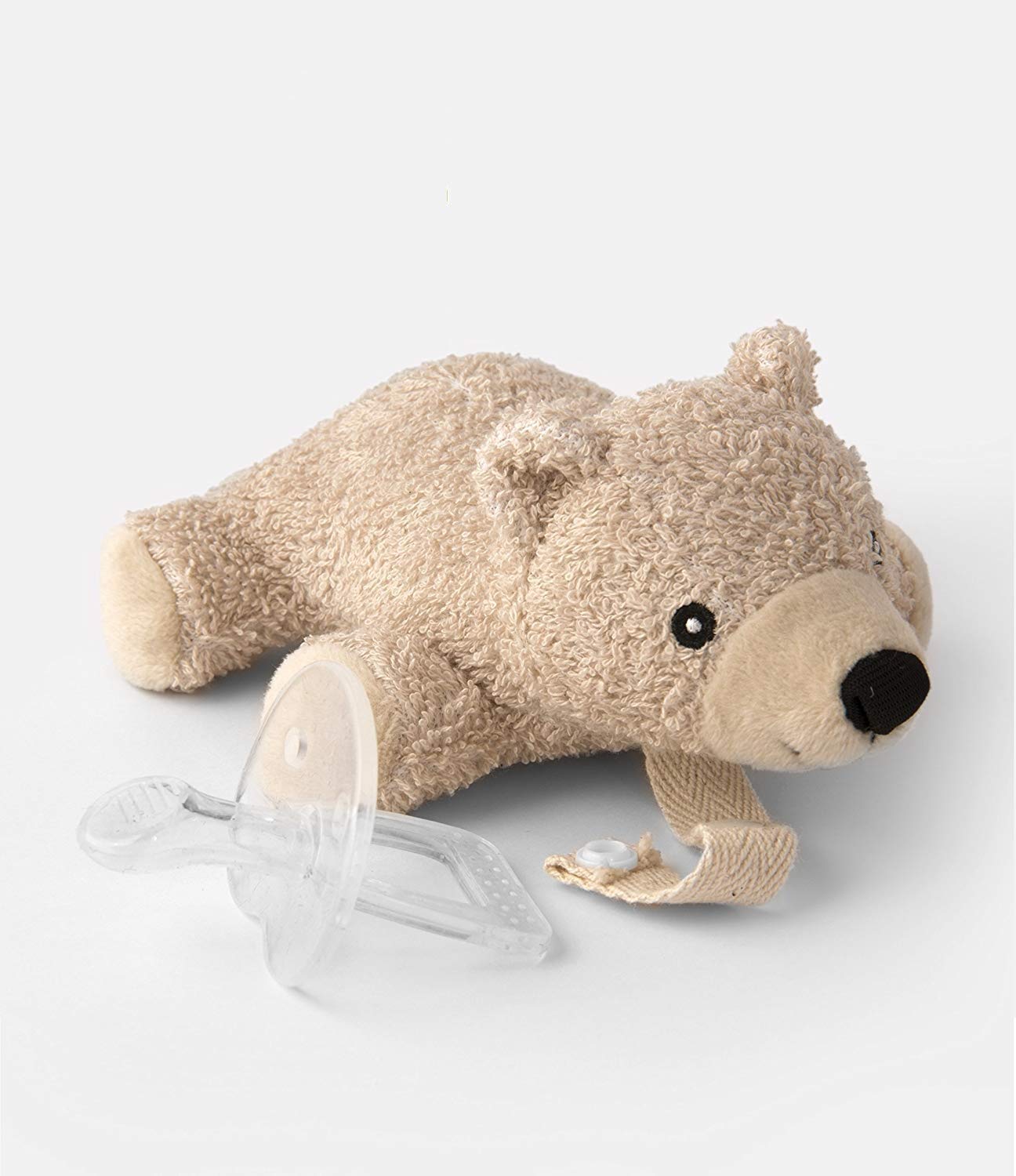 PureLittle Bear Pacifier Animal Certified Organic Cotton Detachable Natural Baby teether Newborn Gift Microwaveable Binky plushies Universal Pacifier Holder