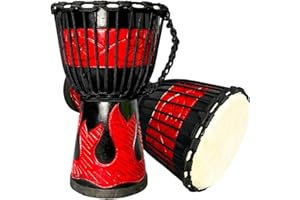 GENERIC RUOSWTE Djembe, West African Style Professional Drum, Mahogany Hand Carved Goat Bongo, Music Healing Instrument (8'') Black