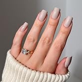 Glamnetic Press On Nails - Medium Square, Glossy Fake Nails 30 Pc Full Kit | Nude press on nails for women. Designer luxury g