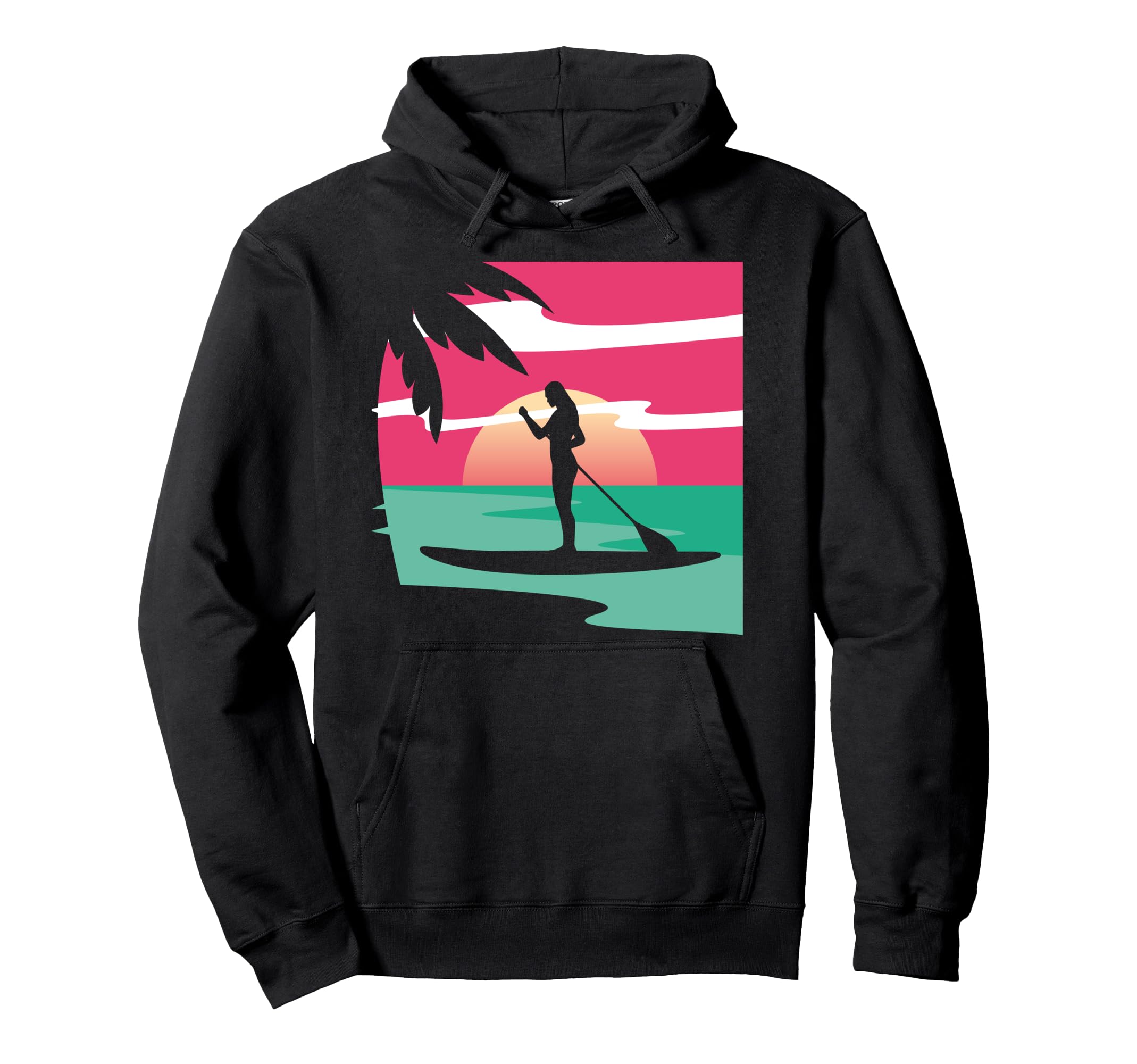 Tropical Beach Sunset Stand Up Paddling Paddleboarder SUP Pullover Hoodie