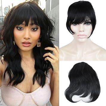 Zanawigs Brazilian Human Hair Clip In Bangs Full Fringe Short