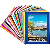20 Pack Mixed Color Picture Mats, 11 x 14 Pre-Cut Acid Free Picture Mat for 8 x 10 Photos Artworks Prints with White Core Bevel Cut Framing Mats