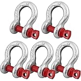 ZORUNNA 5 Pcs 5/16'' D Ring Anchor Shackles for Towing, Galvanized Screw Pin Clevis Shackle 750kg (1650lbs) Perfect for Jeeps/ATV's/Trucks/Trailers/Outdoor Adventure Camping