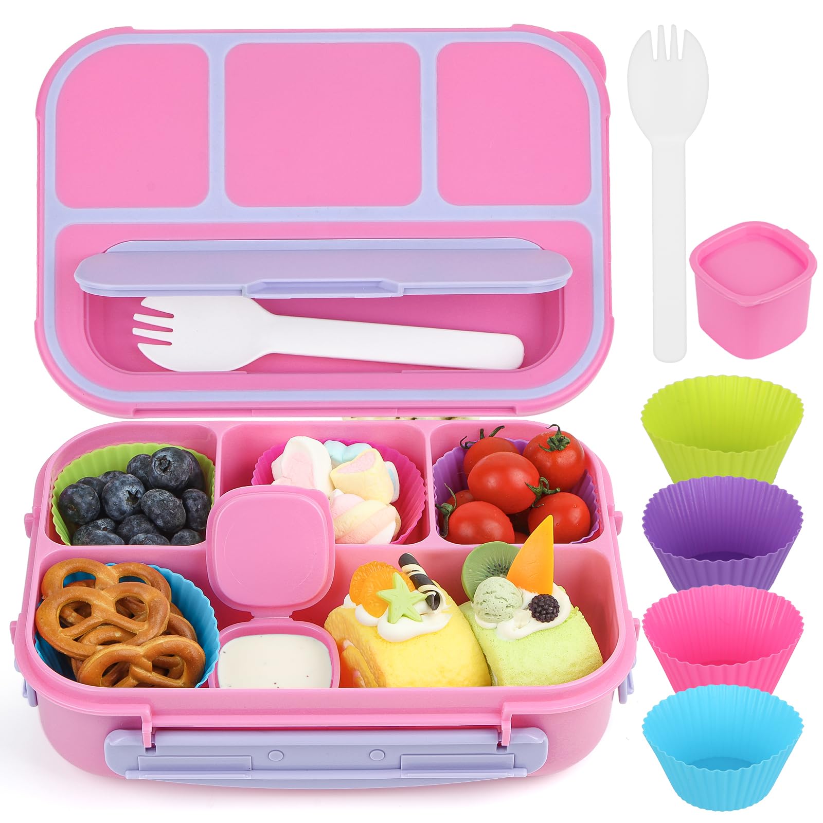 Photo 1 of MaMix Bento Lunch Box, 4-Compartment Adult & Kids Lunch Containers (1300ML, Purple)