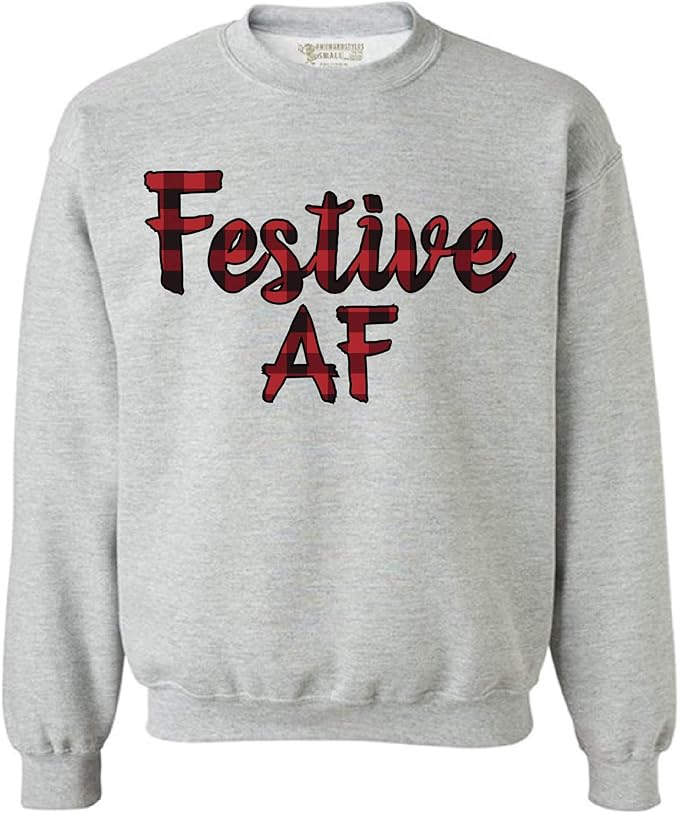 Awkward Styles Ugly Xmas Sweatshirt Christmas Plaid Festive AF Sweater Grey 5XL at Amazon Menâs 