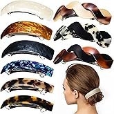 Yinder 9 Pcs Hair Clips Large Hair Barrettes Long Elegant French Barrettes for Women Classic Tortoise Shell Clamp Acetate Retro Clips 3.5' Automatic Clasp Clamp Fashion Gifts for Thin Thick