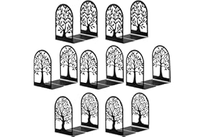 HappyHapi Decorative Bookends for Shelves, 7 Pair Metal Book Ends for Heavy Books, Black Book Stopper for Home Office Library, 6.9" x 4.7" x 3.5"（14 Pcs）
