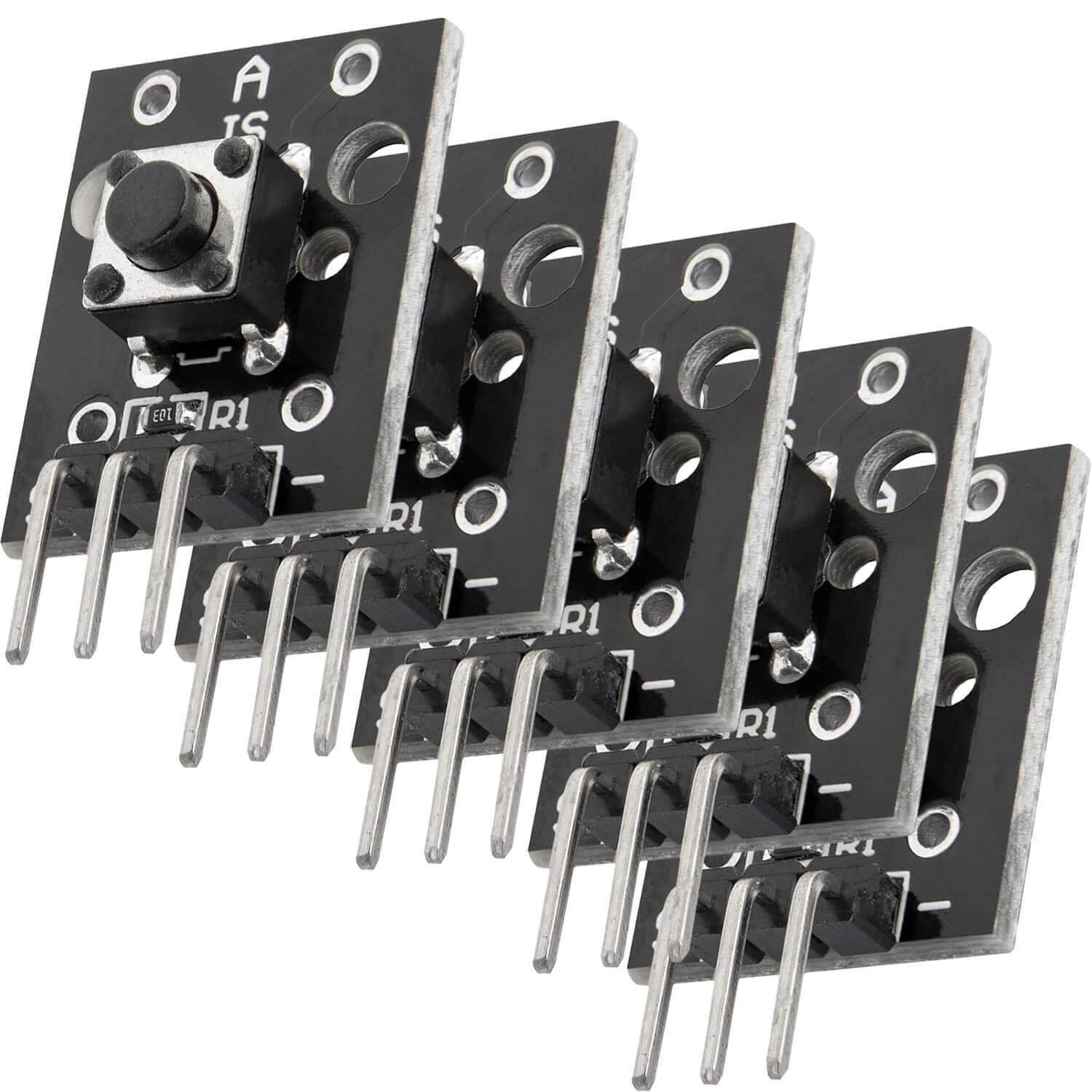 AZDelivery KY-004 3 Pin Button Key Switch Sensor Module Compatible with Arduino Including E-Book! (Pack of 5)
