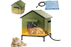 BUTIFOC Heated Outdoor Cat House for Outsid-Wide Winter Shelter for Ferals - Cat House for Outdoor Cats, Heated House for Outside Weatherproof Insulated Protection 22.5 x 17 x 17