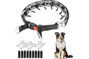 Dog Prong Training Collar, Lnichot Prong Collar for Dogs Dog Choke Pinch Collar with Comfort Tips & Quick Release Snaps Adjus