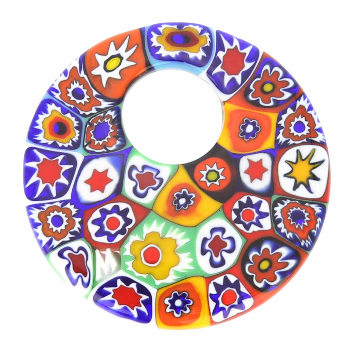 Glass Of Venice Murano Glass Millefiori Medium Round Pendant - Multicolor