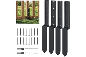 Noliven 4 Pack Fence Post Repair Tools Kit, 33.5"L × 1.9"W Heavy Duty Metal Fence Stake Stabilizer, Thickened 11Gauge Fence Post Repair Kit for Repair of Broken/Tilted 4x4/6x6 Wooden Posts