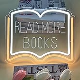 InnovTools Read More Books Neon Sign, Dimmable LED Book Lover Neon Lights for Back School Classroom Decor, Read Neon Light Up Sign for Bookstore Library Room Decoration Kids Teen Boy Gift (Warm White)