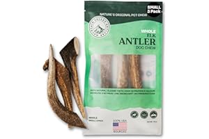 MOUNTAIN VALLEY ANTLERS Mountain Valley Elk Antlers for Dogs - 100% Natural & Organic Chew for Aggressive Chewers, No Odor, No Mess, Long Lasting - Wild-Foraged Naturally Shed Antlers in USA - Grade A, Whole Small (3 Pack)