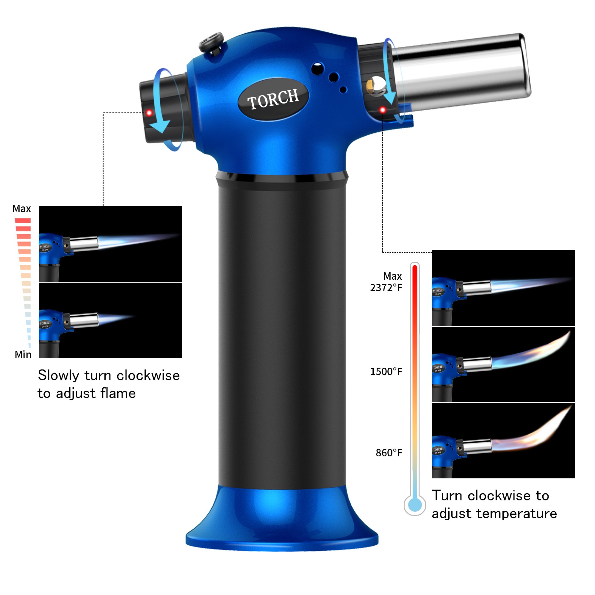 LUCKEA Blow Torch Lighter Kitchen Butane Culinary Torch Chef Cooking