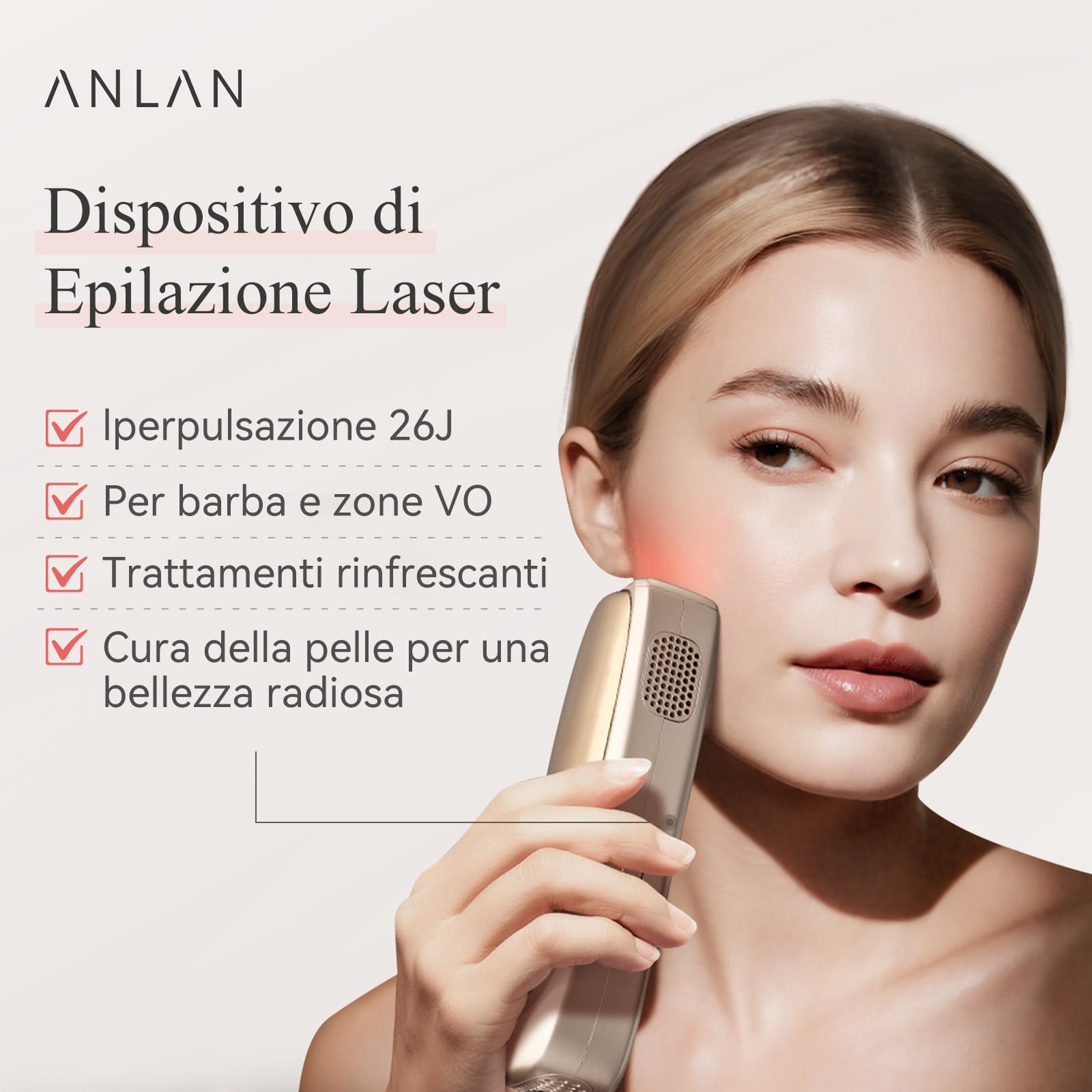 ANLAN 26J IPL Geräte Haarentfernung, Saphir Eis-Kühlung, Duale Lichter, Laser Haarentfernung zuhause Schmerzlos, 4 Modi, 10 Energiestufen, 0.18s Schnellblitz&5-fach Blitze, Beine, Bikinizone, Gesicht 5