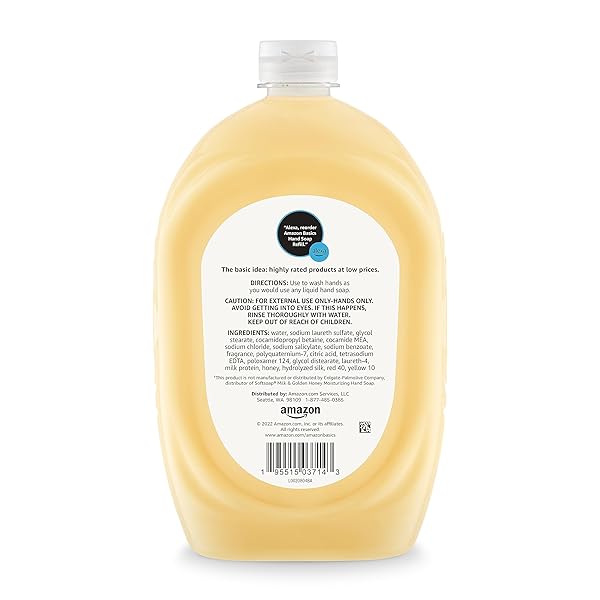 AMAZON BASICS LIQUID HAND SOAP REFILL, MILK AND HONEY SCENT, TRICLOSAN-FREE, 50 FLUID OUNCES, PACK OF 1