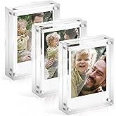 3Pack Acrylic Polaroid Picture Frames 2.5x3.5, Wallet Size Tabletop Display | Magnetic Clear Double‑sided Floating Display,20mm Thick,mini,Instax Mini,2x3 instant photo,frameless Frame,Fits Home Office