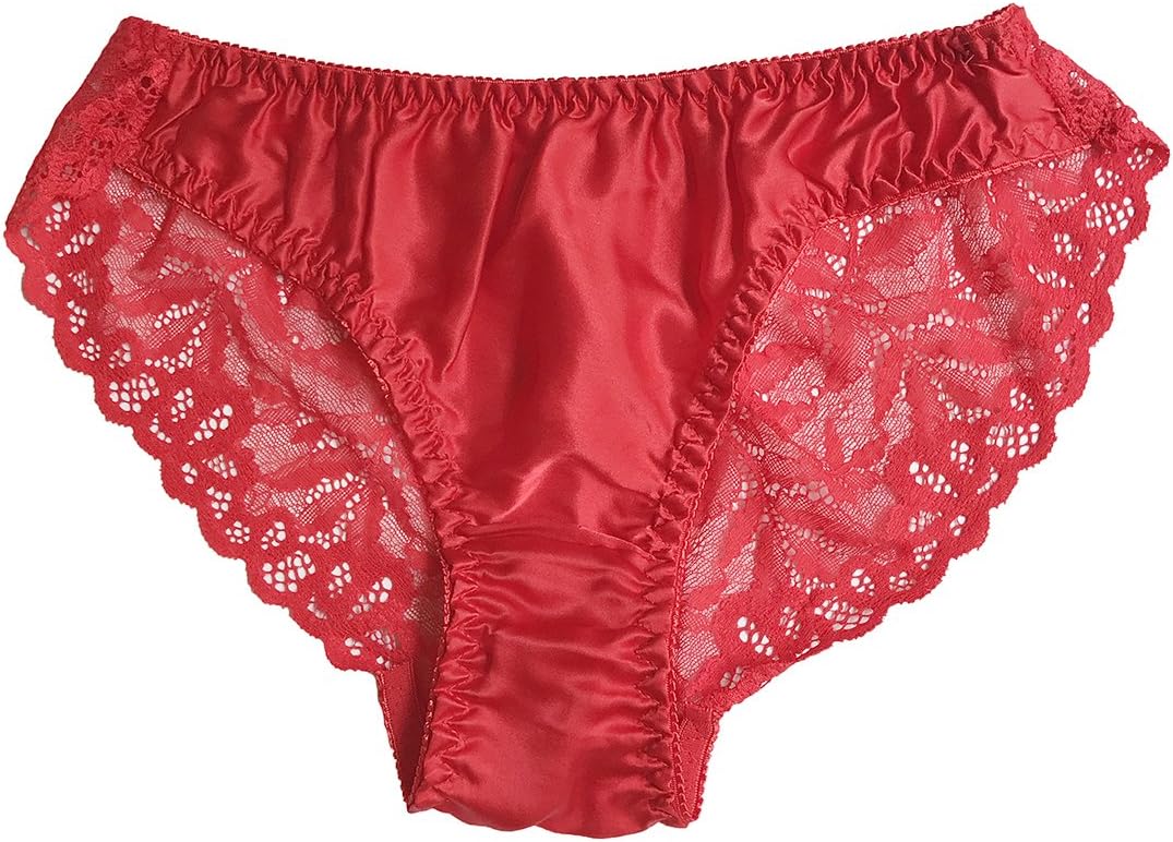 LSHARON Women's Sexy Mulberry Silk Briefs Lingerie Lace Thong Underwear Panties