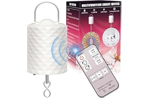 OMCCHK Disco Ball Motor with Remote & Timing,3 Rotating Speed Battery Operated Spinner,2 Way Direction Electric Slow Wind Spinner for Chime Mirror Baby Crib Mobile Hanging Ornament Powered
