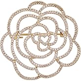 YYBONNIE Cubic Zirconia Love Heart Rose Camellia Flower Brooch Pin Wedding Party Brooch Jewelry For Women