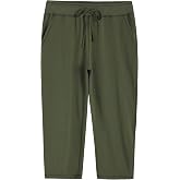 Weintee Women's Knit Sweatpants Capri Pants with Pockets