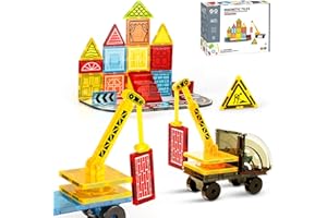 HLDGRAS Magnetic Tiles for Kids Magnetic Blocks Building Sets ,42-Piece Magnetic Construction Set,Kindergarten Classroom Must Haves,Educational Stem Toys Gifts for Toddlers Boys Girls 3 4 5 6 7 8 9 10 + Year