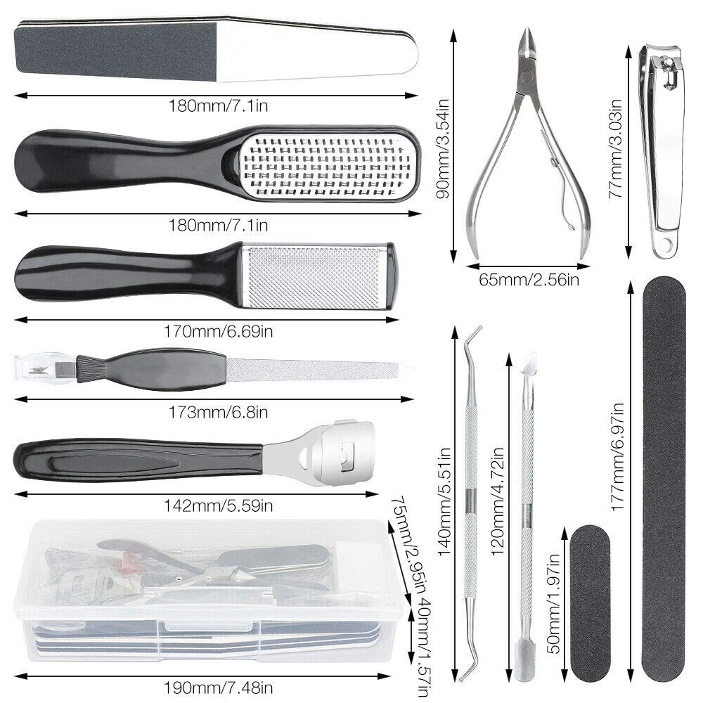 【LATEST 2020】Pedicure Set Professional Foot Care Kit 15 in 1, DHGMV Foot File for Dead Skin Callus Remover for Feet Pedicure at Home Pedicure Kit for Women and Men w/instructions : Beauty
