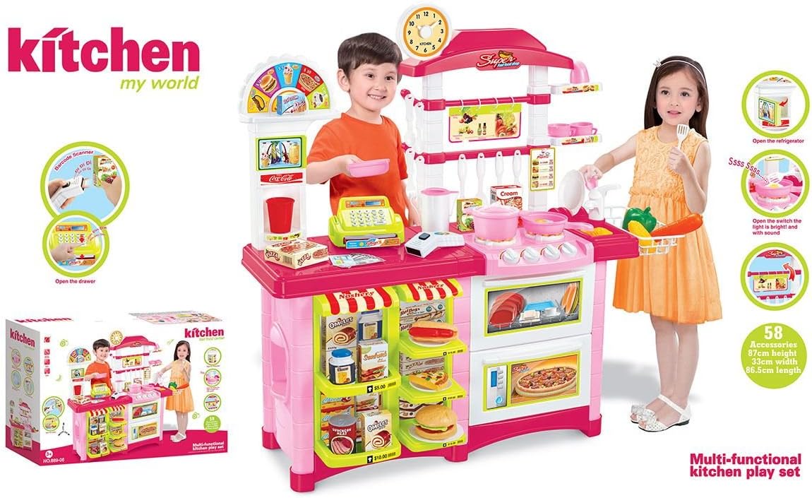 Flicker Children Kids Pretend Role Play Toys Kitchen Fast Food Supermarket Cooking Set