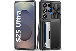 BXYJY for Samsung Galaxy S25 Ultra Case Wallet, Card Holder (4-5 Cards), RFID Block, Slide Camera Cover, Military Grade Shockproof, Rugged Heavy Duty Men Women Phone Case for Samsung S25 Ultra, Black