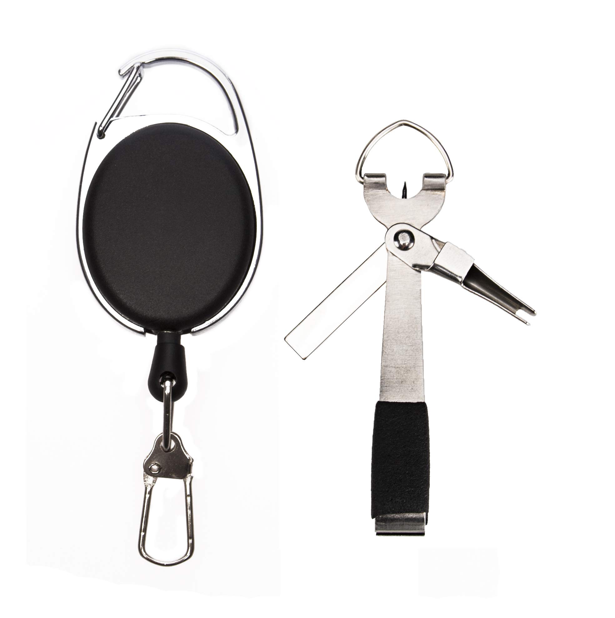 NEWSHOT Fishing Quick Knot Tying Tool 4 in 1 Fly Line Clippers with Retractor Zinger Retractor Combo