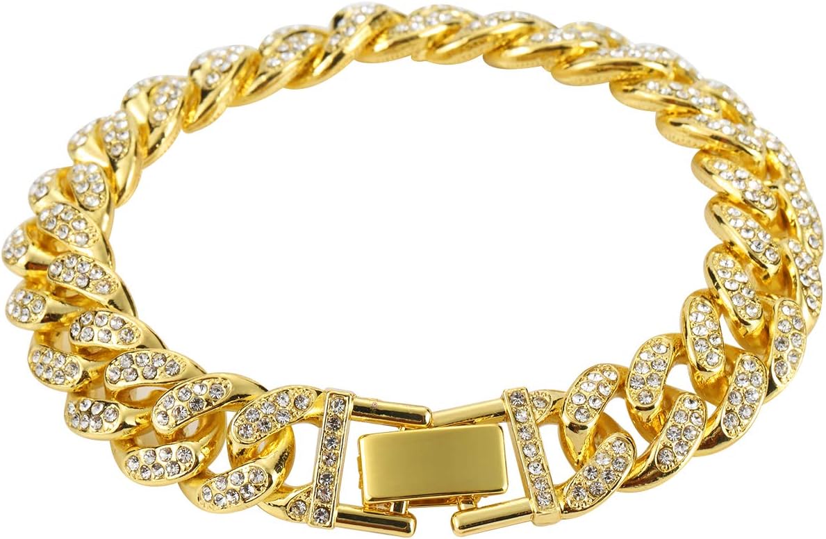Cuban Link Bracelet 18k Gold Plated Bracelets Iced Out With Bling Rhinestones Men Bracelets Women Bracelets
