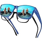 URUMQI Polarized Sunglasses Fit Over Glasses for Men Women, Oversized Square Shades UV400 Protection