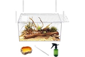 REPTILE GROWTH 【No Assembly】 Reptile Tank Enclosure with Magnetic Button.12" * 8" * 6" Thicken Snake Enclosure Cage,Batch Stackable Reptile Breeding Tank for Insect,Fish,Tarantula,Hermit Crab,Jumping Spider