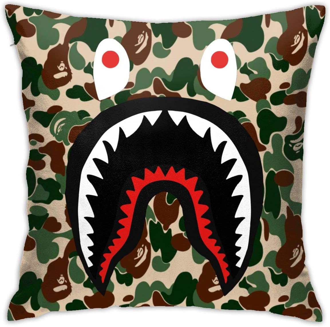 Trikahan Bape Blood Shark Throw Pillow Covers Sofa Bed Throw Cushion Cover Decoration 18"" X 18