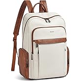 Shrrie Leather Laptop Backpack for Women with 17 inch Vegan Leather Computer Backpack Purse for Travel College Work