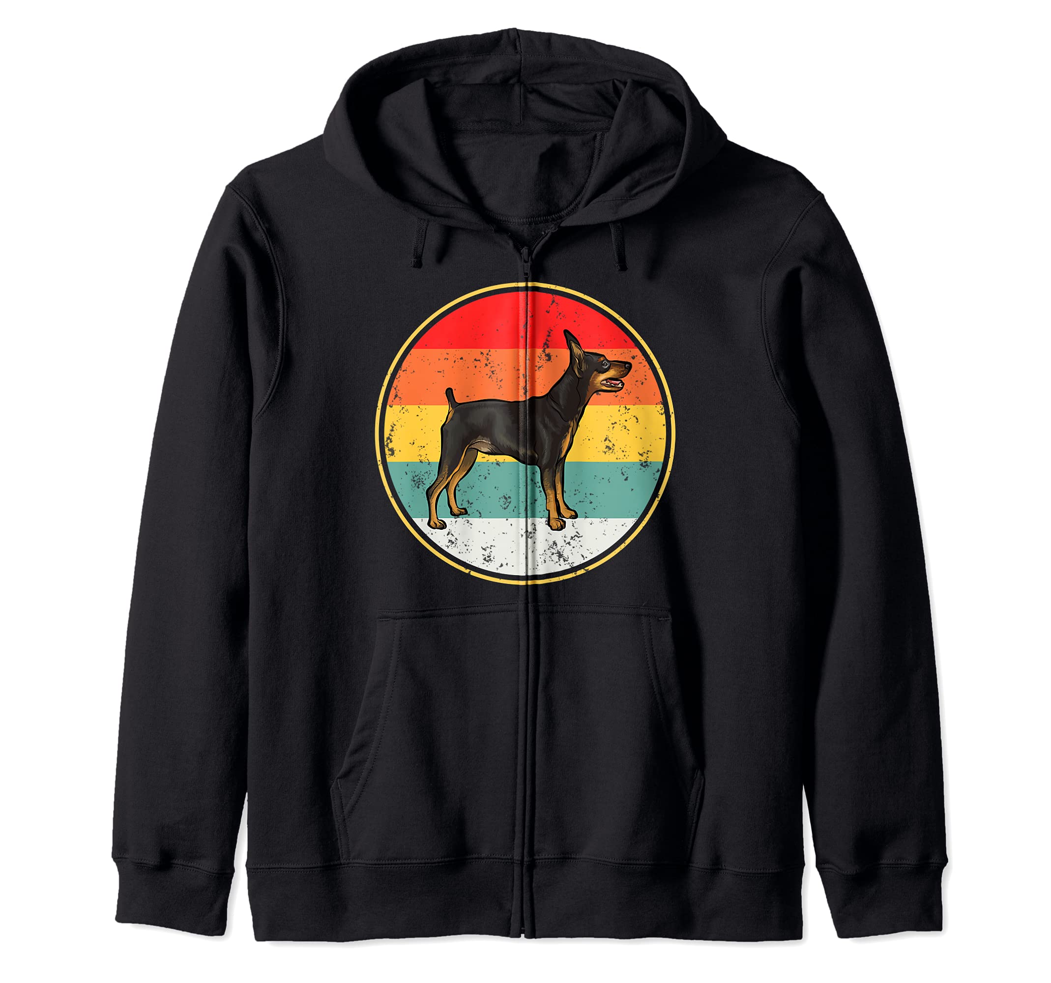 Vintage Retro Sunset Miniature Pinscher Dog Zip Hoodie