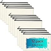 ZeeDix Canvas Pouch- Multi-purpose Cosmetic Bag with Zipper, DIY Craft Canvas Zipper Pouch Blank Makeup Bags Bulk Travel Toiletry Bag for Storage (8.3 x 5 inches)