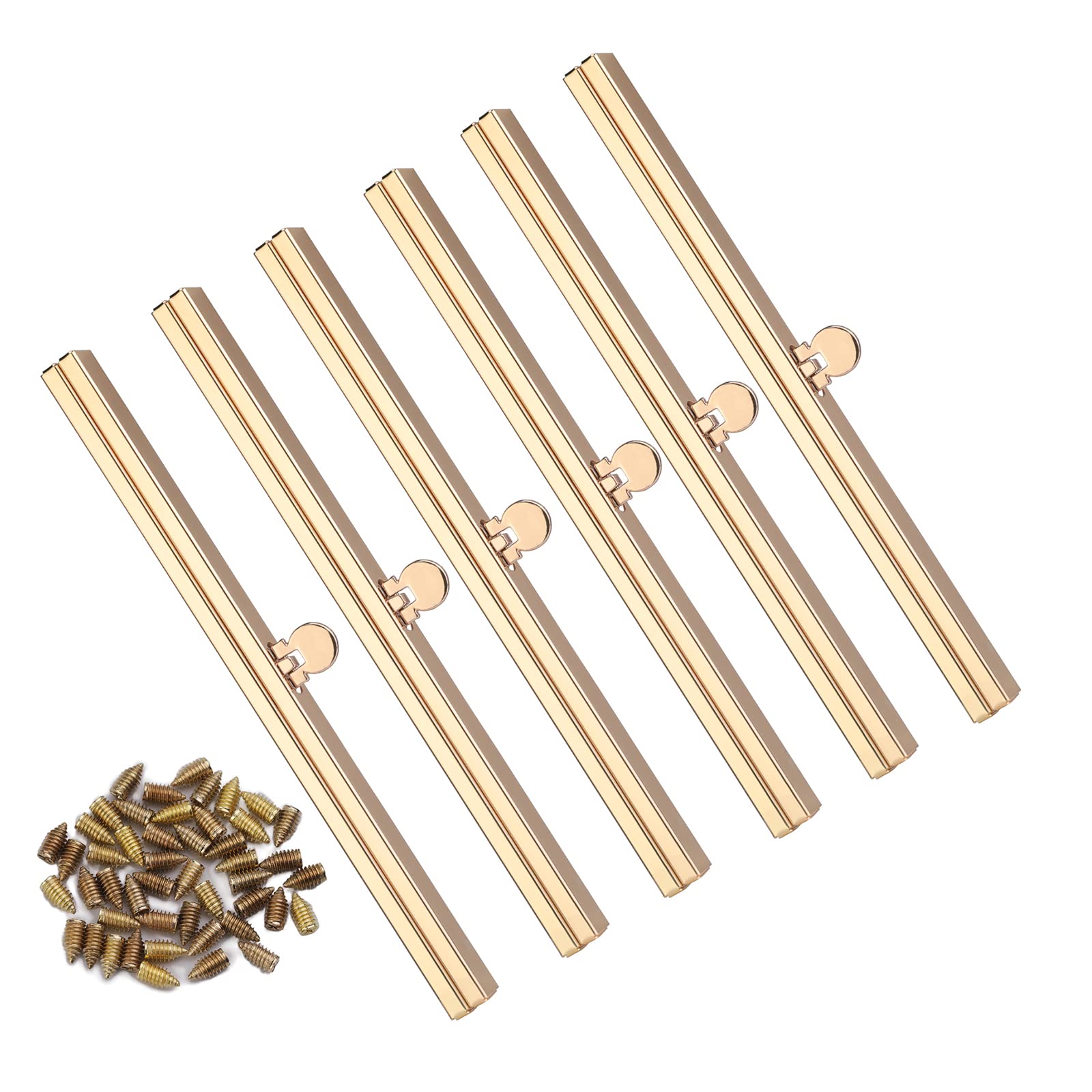 MIUSIE Practical 6 Pieces Clasp Lock Packs - 7.48Inch Metal Purse Frame Kiss Clasp Lock with Comfortable Grip- Bag Supplies for Purse Making/Bag Making/Leather Craft DIY