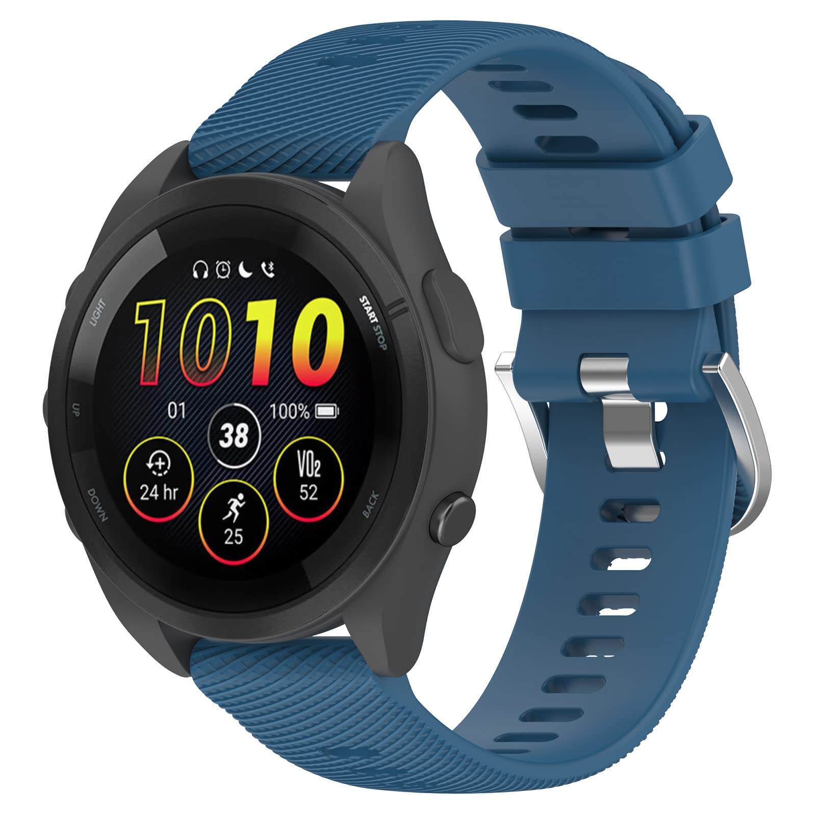 Fit for Garmin Forerunner 165 Watch Bands Women Men, 20mm Adjustable Sport Soft Silicone Replacement Bands Straps Wristbands Fit for Garmin Forerunner 165 Music (Blue)