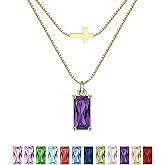 SILANER Emerald Birthstone Necklace for Women 14K Real Gold Plated Dainty Cross Pendant Cubic Zirconia Charm Chain Necklace Birthday Gifts for Women Jewelry