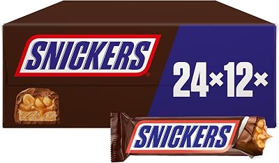 Barra de chocolate snickers com manteiga de amendoim, caramelo e amendoim coberto com chocolate ao leite (24 x 50g)