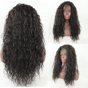Buy Long Loose Curly Lace Front Wig Dark Brown Hair Heat Resistant