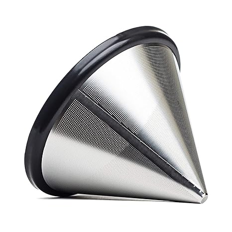 BSET BUY Edelstahl Wiederverwendbare Kaffee Filter mit Tassenhalterung Dripper zum Aufbrühen(9.5cm)