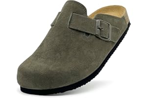 XINLANLIN Kids Suede Clogs Boys Girls Sandals Cork Footbed Toddler Slip-on Slippers Indoor Outdoor Cute Sandals Classic Adjustable Buckle